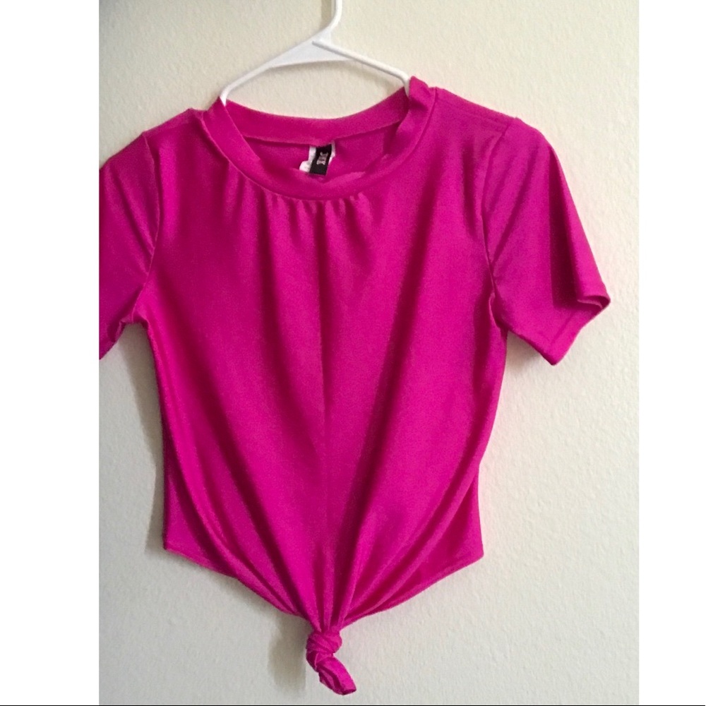 Neon pink cropped top